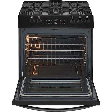 Frigidaire Black 30in. ADA Compliant Freestanding Gas Range, 5-Element Cooktop and Even Baking Technology FFGH3054UB